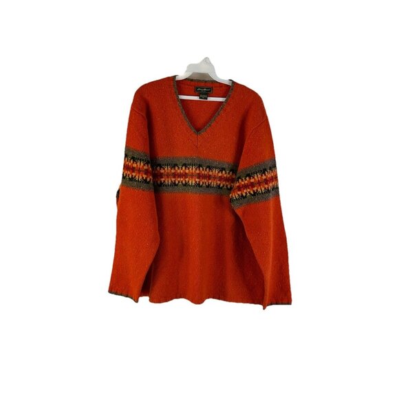 Vintage 90s Eddie Bauer Lambswool Fair Isle Knit Tennis Sweater Grunge - Picture 1 of 6